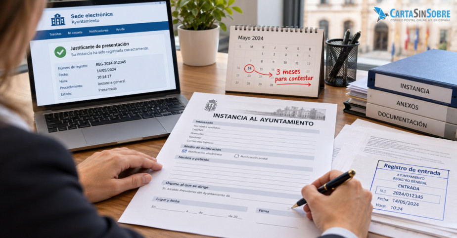 Instancia al ayuntamiento: contenido, registro y plazos