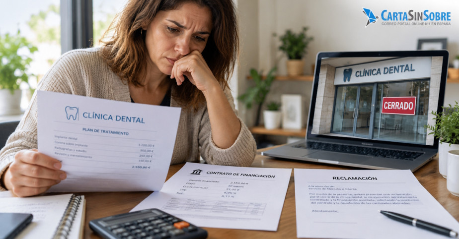 Reclamación a una clínica dental cerrada y a su financiera